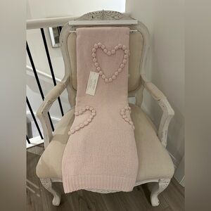 NWT Pale Dusty Pink Cozy Heart Knit Cottage Core Blanket Throw